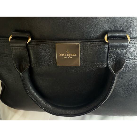KATE SPADE Bow Black Leather Tote Shoulder Strap Bag Purse Primrose Hill Goldie - Picture 7 of 11